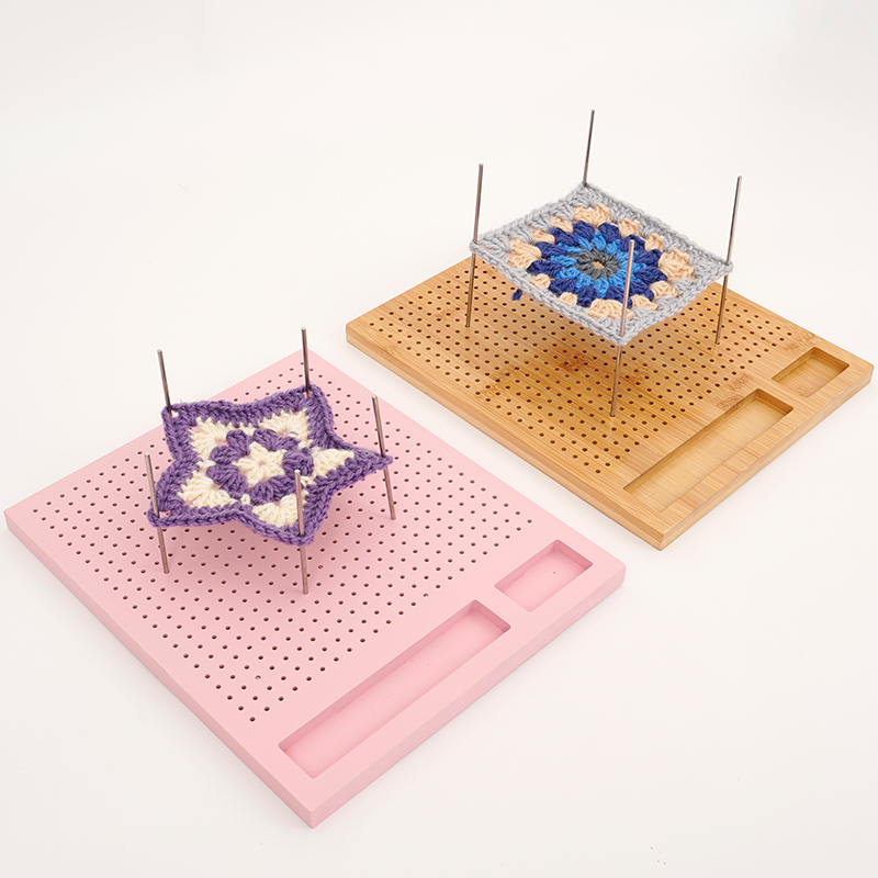 Woodworking Crafts - ステンレスピン付きかぎ針編みブロッキングボード、かぎ針編みプロジェクト用の手作り編み物ブロッキングマット、レース用クラフトツール