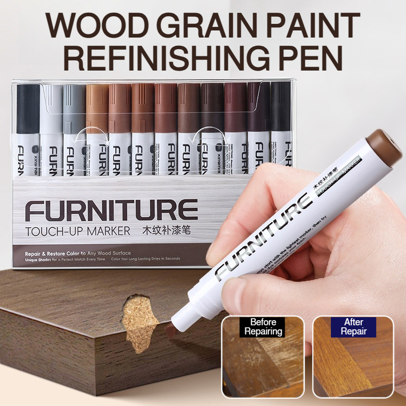 Woodworking Oil Finish - 家具着色補修ペン 木の傷修復ツール エッジ傷埋め材 木目調キャビネット床用 カラー補修ペン