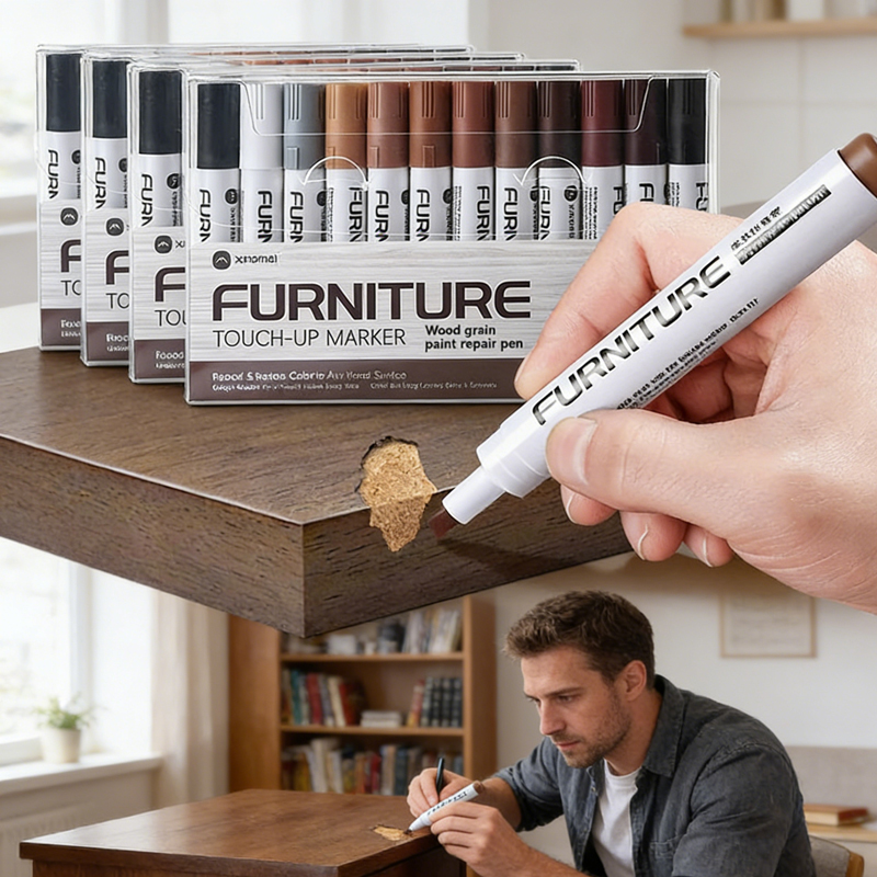 Woodworking Oil Finish - 6-12 個家具タッチアップマーカー木製修理ペンセット傷除去剤木製テーブルキャビネット用ペイント修復パッチ