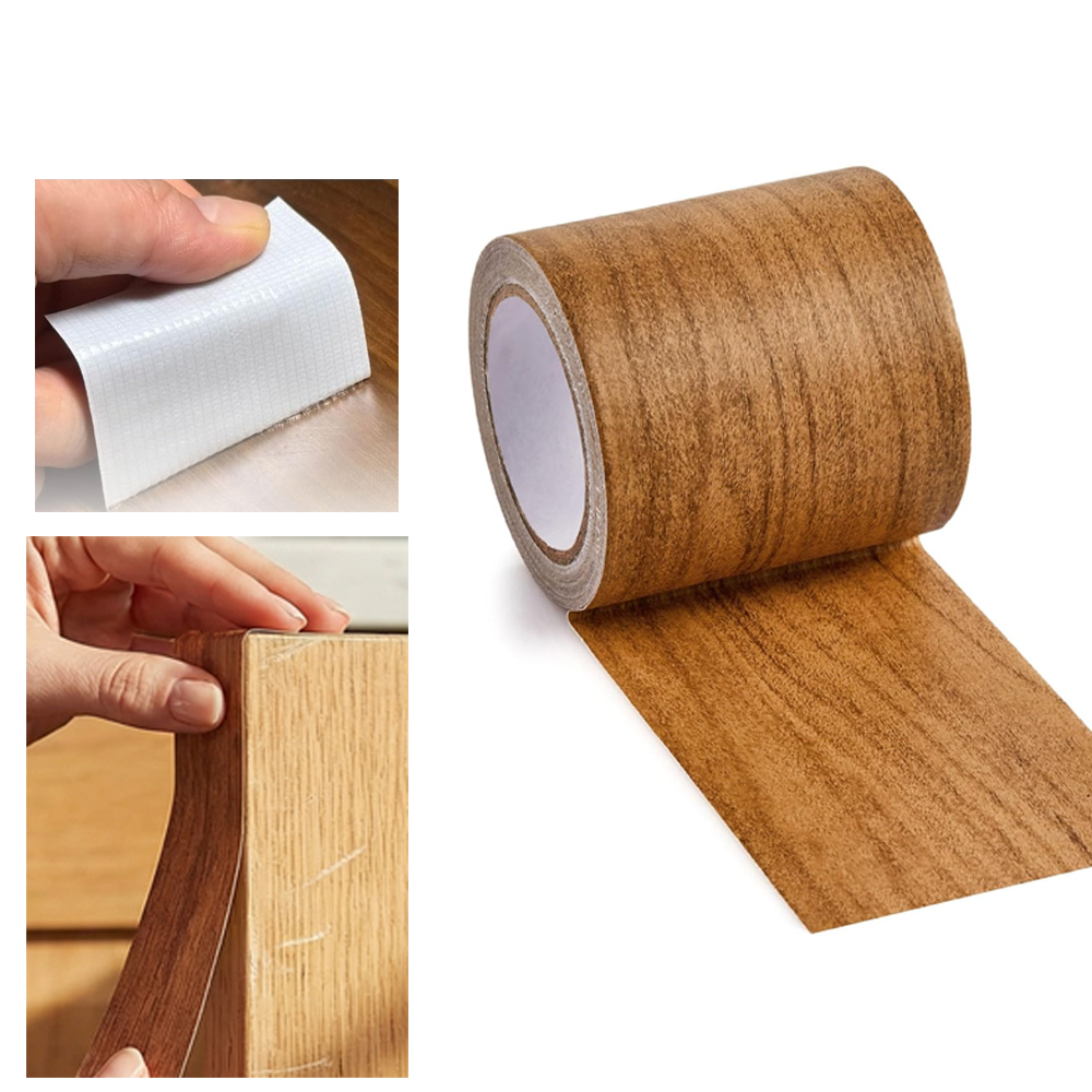 Xfasten Woodworking Tape - 1ロールの自己粘着木目調補修テープ、防水ピールアンドスティック家具補修テープ、テーブル、キャビネット、ドアの改修用