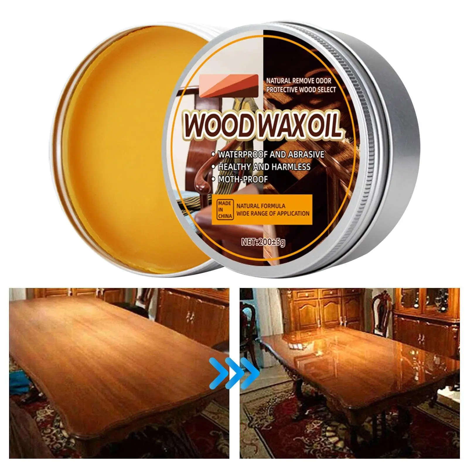 Woodworking Oil Finish - 木製蜜蝋家具研磨防水ログメンテナンスひび割れ防止-深い天然木のフローリング改修ワックスオイル