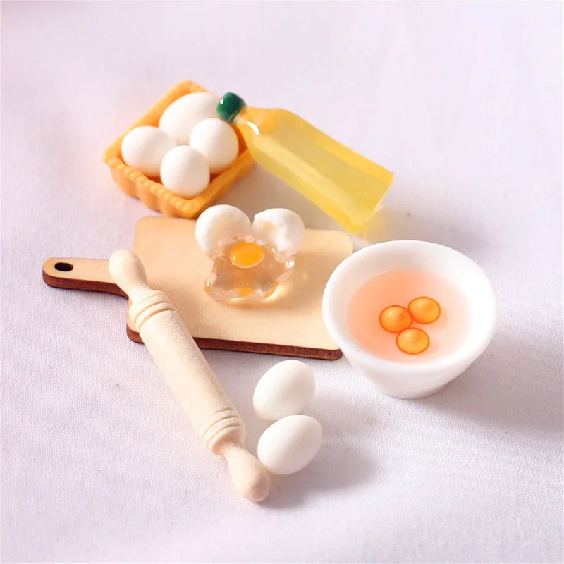 Woodworking Oil Finish - 5 ピース/セットかわいい麺棒卵ボウルオリーブオイルセットキッチンアクセサリー 1:12 ドールハウスミニチュア