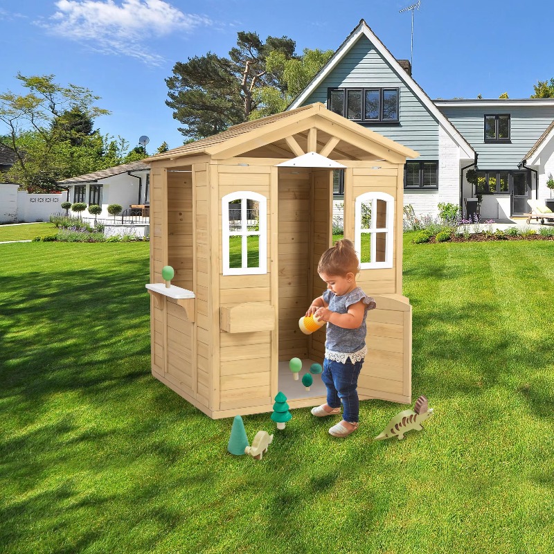 モダンでクラシックな木製キッズプレイハウス、屋外家具、開閉可 - Woodworking Outdoor Furniture のレビューと価格