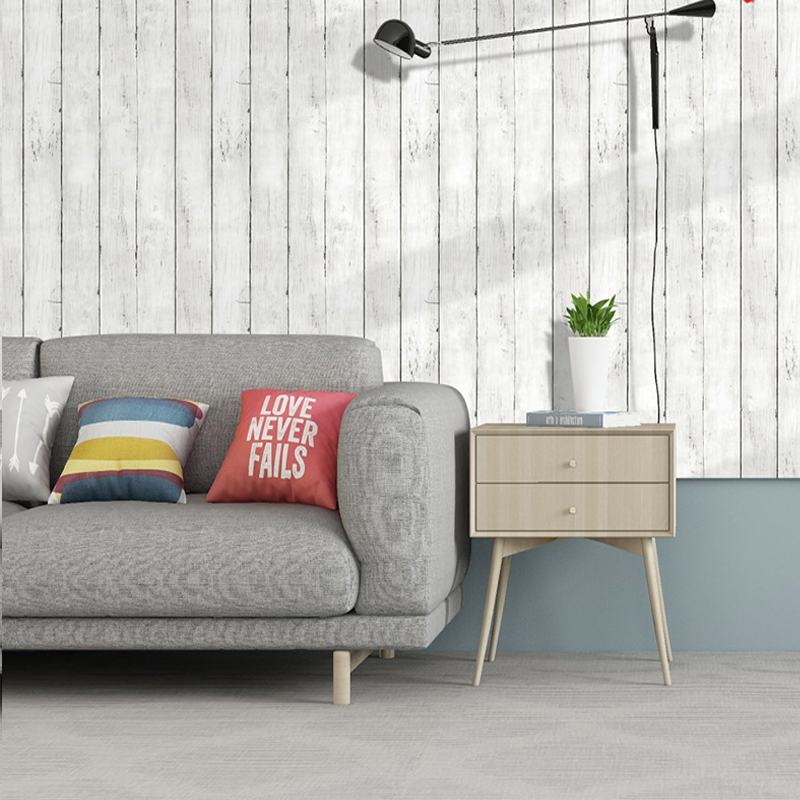家の装飾に適したアイボリーホワイトの模造木材の壁紙,取り外し - Woodworking Wallpaper のレビューと価格